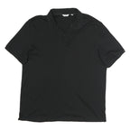 CALVIN KLEIN Mens Black Short Sleeve Plain Polo Shirt L Cotton Casual