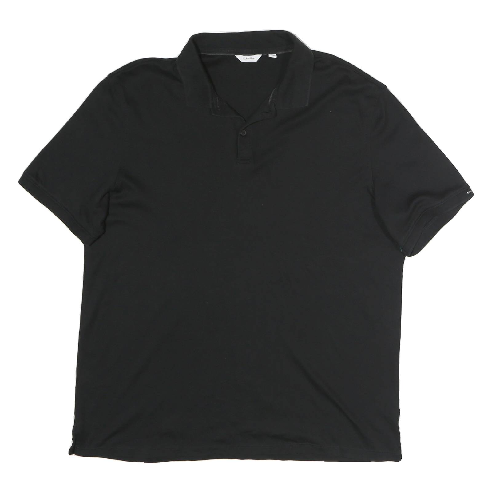CALVIN KLEIN Mens Black Short Sleeve Plain Polo Shirt L Cotton Casual