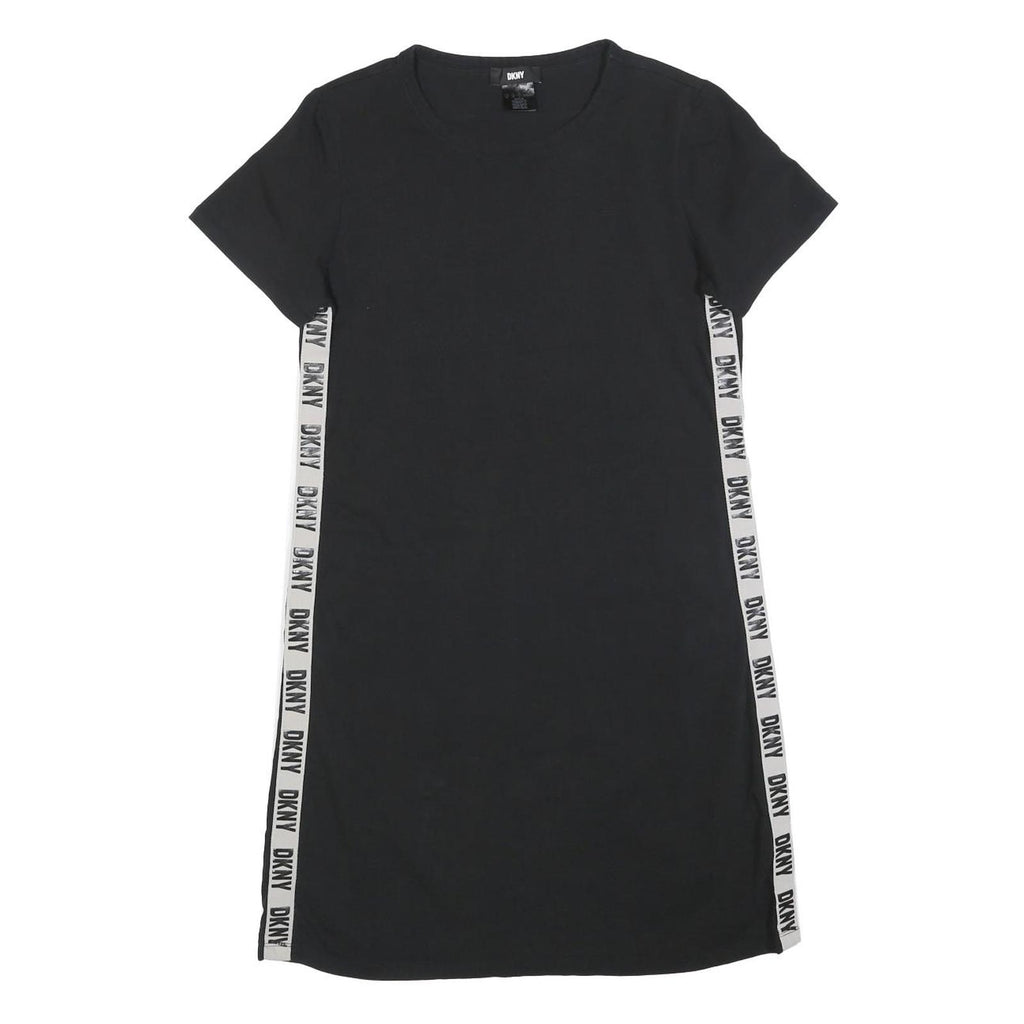 DKNY Womens Black & White Casual Cotton Blend T-Shirt Dress Short Sleeve M