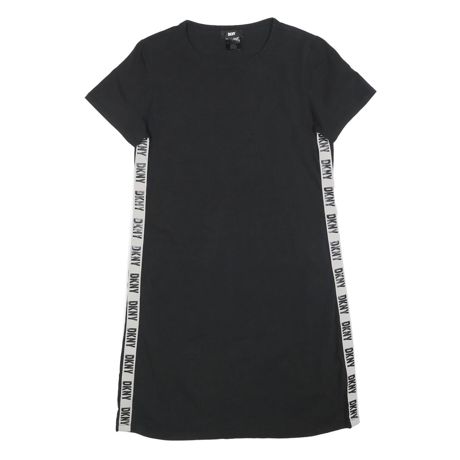 DKNY Womens Black & White Casual Cotton Blend T-Shirt Dress Short Sleeve M