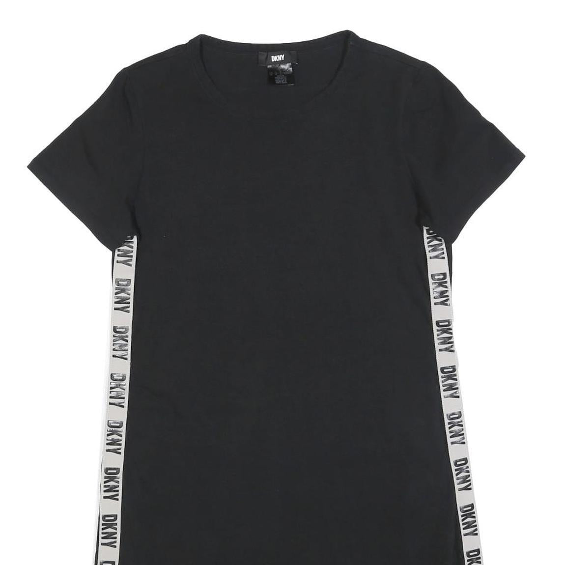 DKNY Womens Black & White Casual Cotton Blend T-Shirt Dress Short Sleeve M