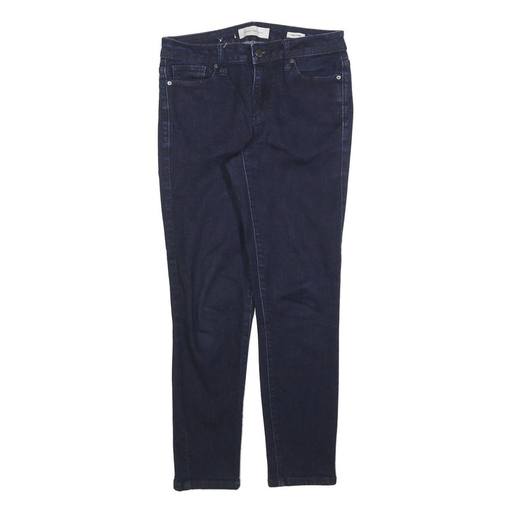 CALVIN KLEIN Womens Slim Blue Denim Jeans W28 L26 Zip Cotton Blend Classic Fit