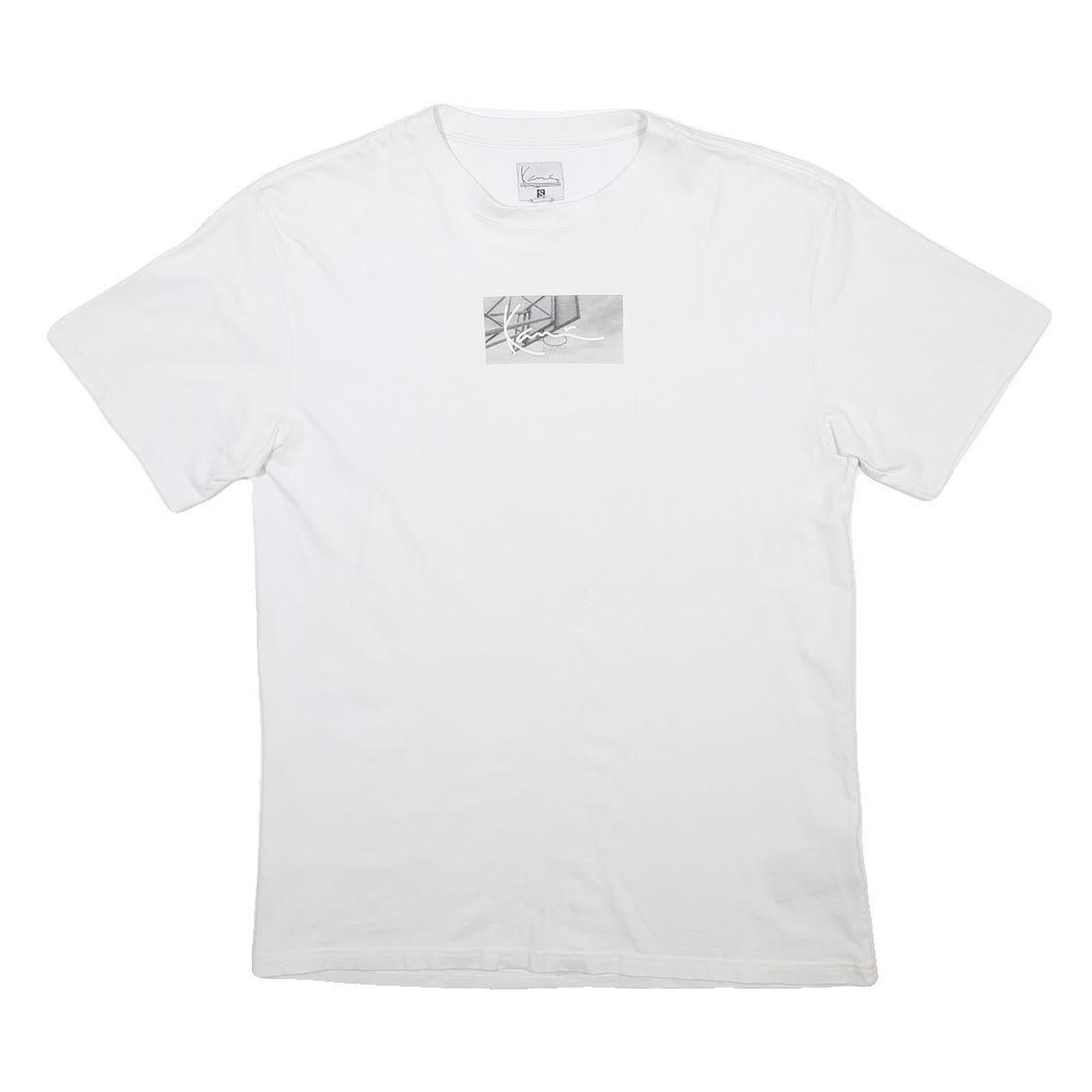 KARL KANI Mens White S Graphic T-Shirt Short Sleeve Crew Neck Cotton Blend