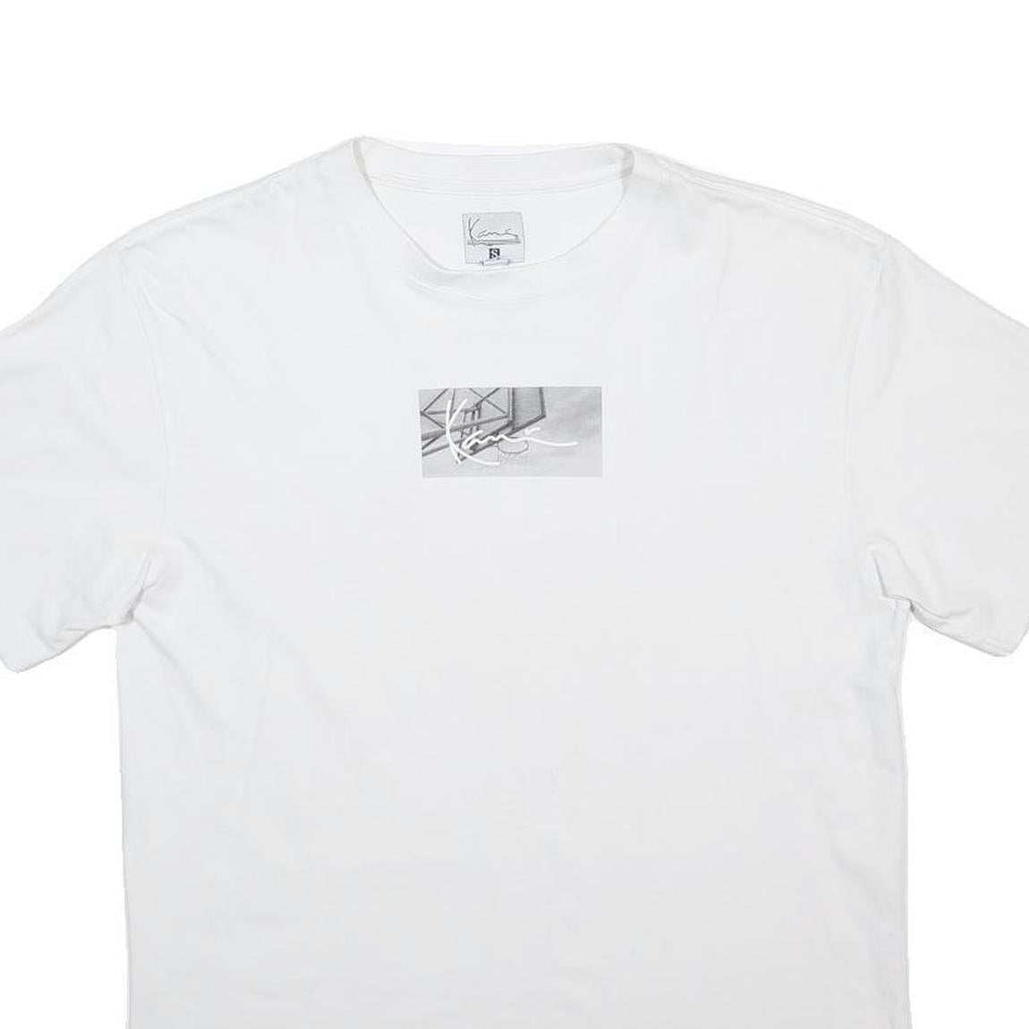 KARL KANI Mens White S Graphic T-Shirt Short Sleeve Crew Neck Cotton Blend