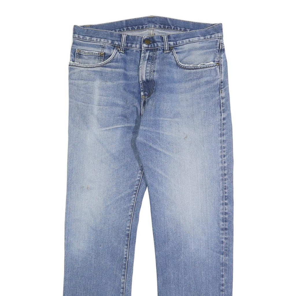 CARHARTT Mens Jeans Blue Regular Straight Denim Medium W33 L32 Zip Cotton