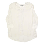 ZARA Womens White Basic Shirt Long Sleeve V-Neck Size S Lightweight Casual