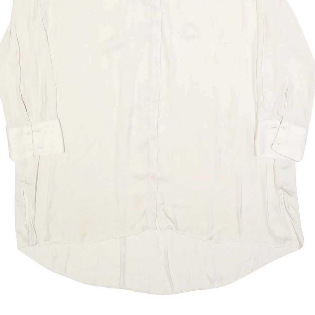 ZARA Womens White Basic Shirt Long Sleeve V-Neck Size S Lightweight Casual