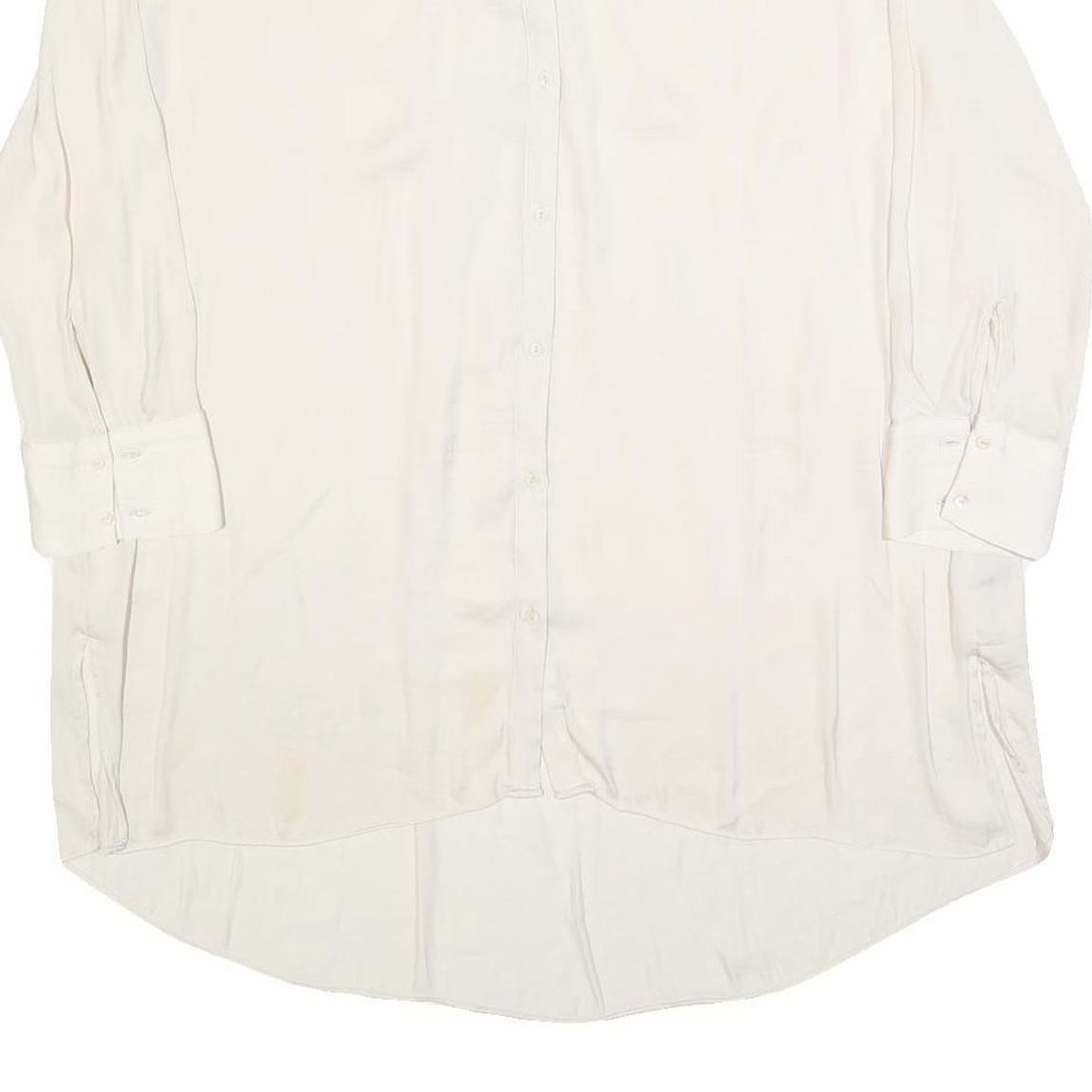 ZARA Womens White Basic Shirt Long Sleeve V-Neck Size S Lightweight Casual