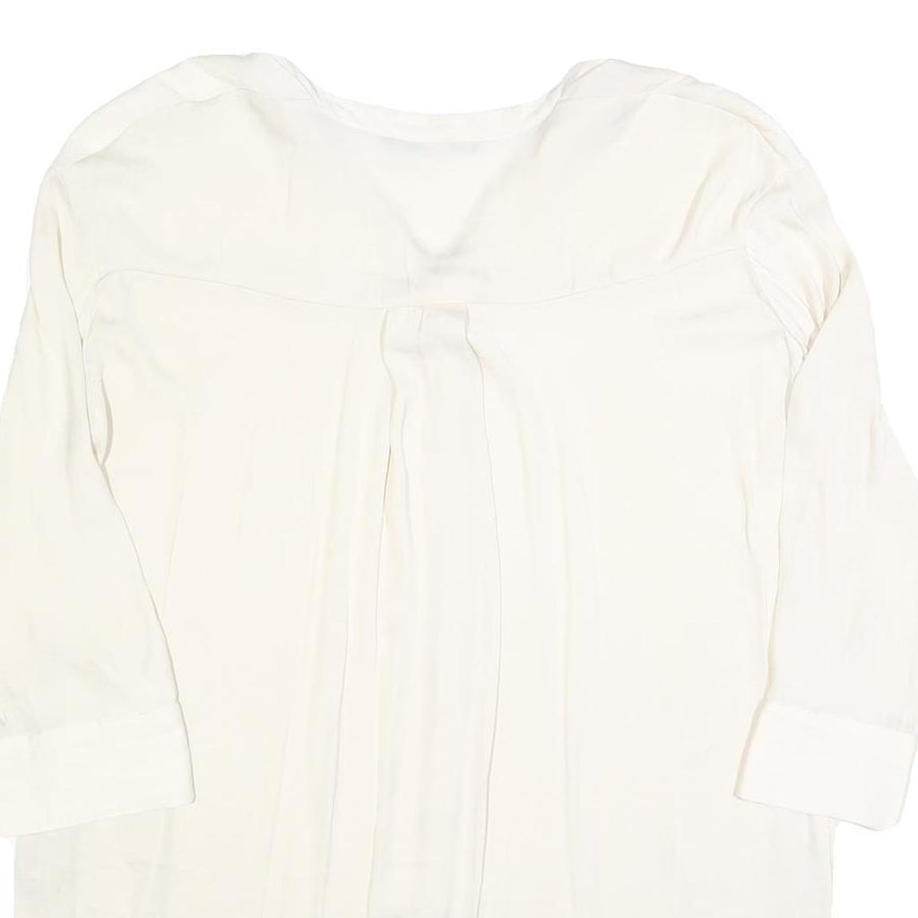 ZARA Womens White Basic Shirt Long Sleeve V-Neck Size S Lightweight Casual
