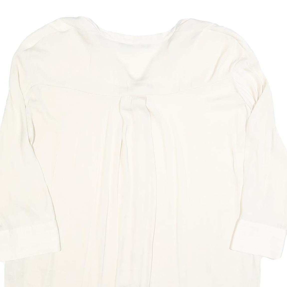 ZARA Womens White Basic Shirt Long Sleeve V-Neck Size S Lightweight Casual