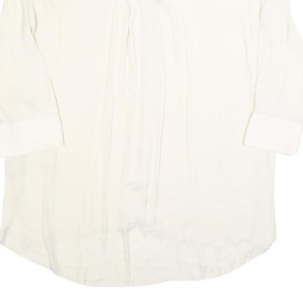 ZARA Womens White Basic Shirt Long Sleeve V-Neck Size S Lightweight Casual