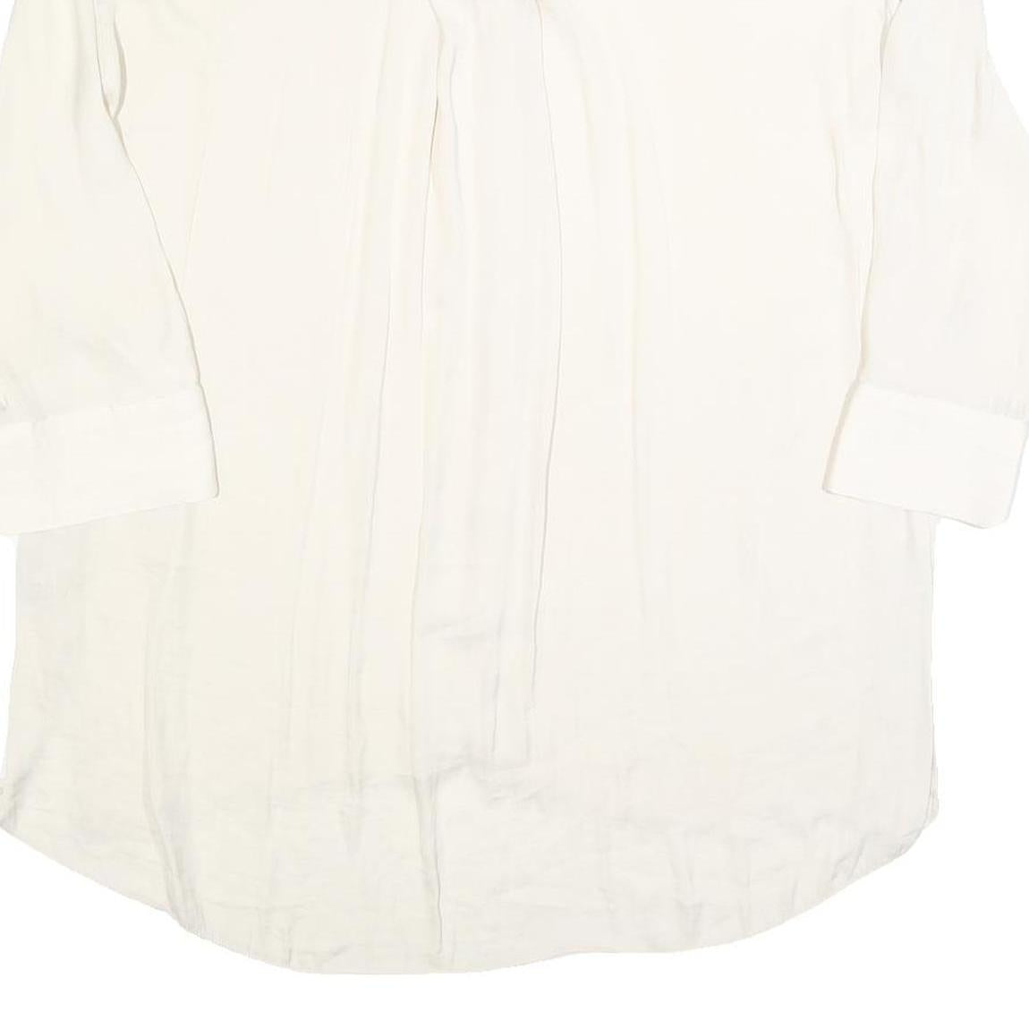 ZARA Womens White Basic Shirt Long Sleeve V-Neck Size S Lightweight Casual
