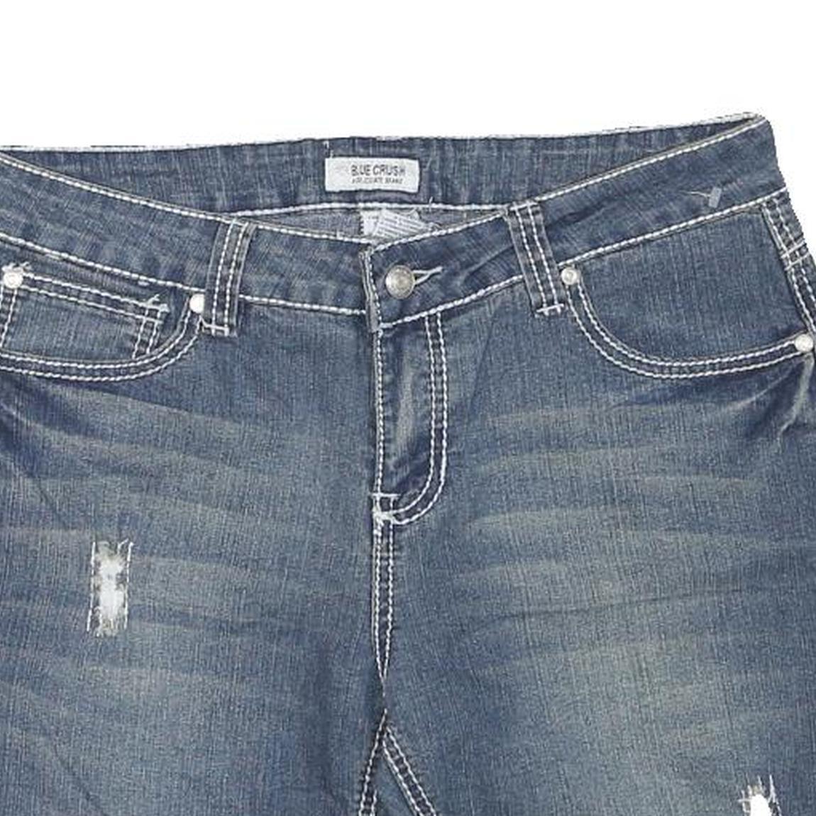 BLUE CRUSH Womens Denim Blue Casual Shorts L W31 Distressed Rolled Hem