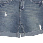 BLUE CRUSH Womens Denim Blue Casual Shorts L W31 Distressed Rolled Hem