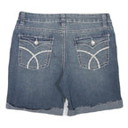 BLUE CRUSH Womens Denim Blue Casual Shorts L W31 Distressed Rolled Hem