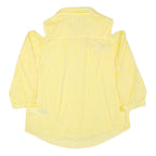 PEPE JEANS Womens Yellow & White Striped Shirt Cold Shoulder 3/4 Sleeve S Casual