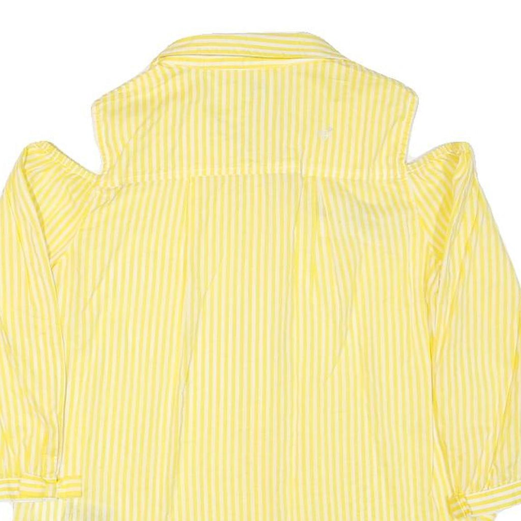 PEPE JEANS Womens Yellow & White Striped Shirt Cold Shoulder 3/4 Sleeve S Casual