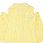PEPE JEANS Womens Yellow & White Striped Shirt Cold Shoulder 3/4 Sleeve S Casual