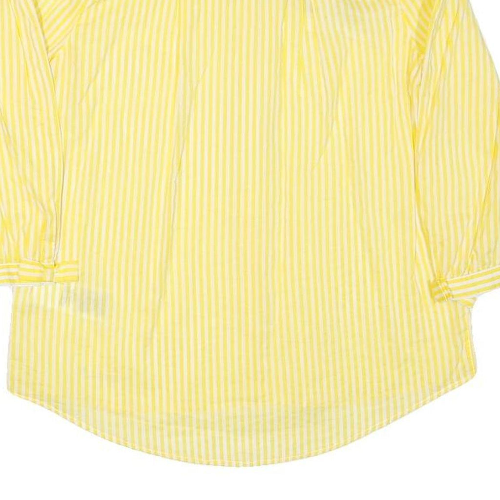 PEPE JEANS Womens Yellow & White Striped Shirt Cold Shoulder 3/4 Sleeve S Casual