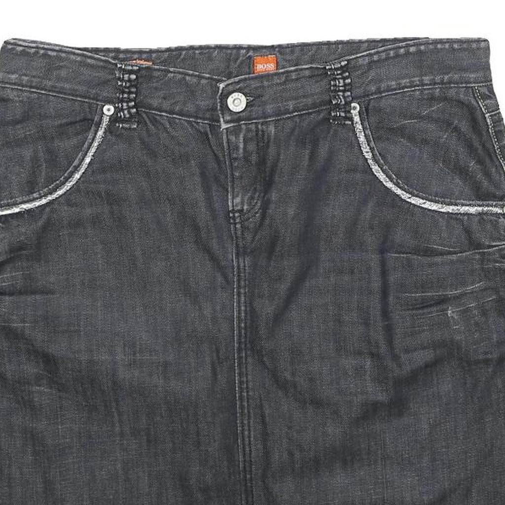 BOSS HUGO BOSS Womens Black Denim Mini Cotton Skirt UK 12 Stylish Casual