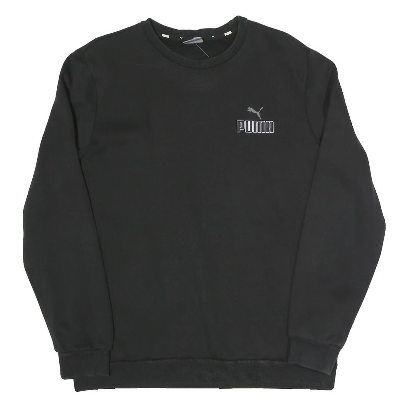 PUMA Mens Black Cotton Blend Crew Neck M Sports Logo Sweatshirt Casual