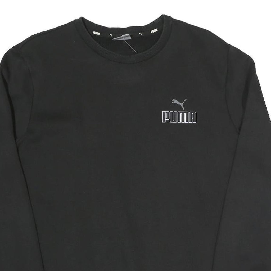 PUMA Mens Black Cotton Blend Crew Neck M Sports Logo Sweatshirt Casual