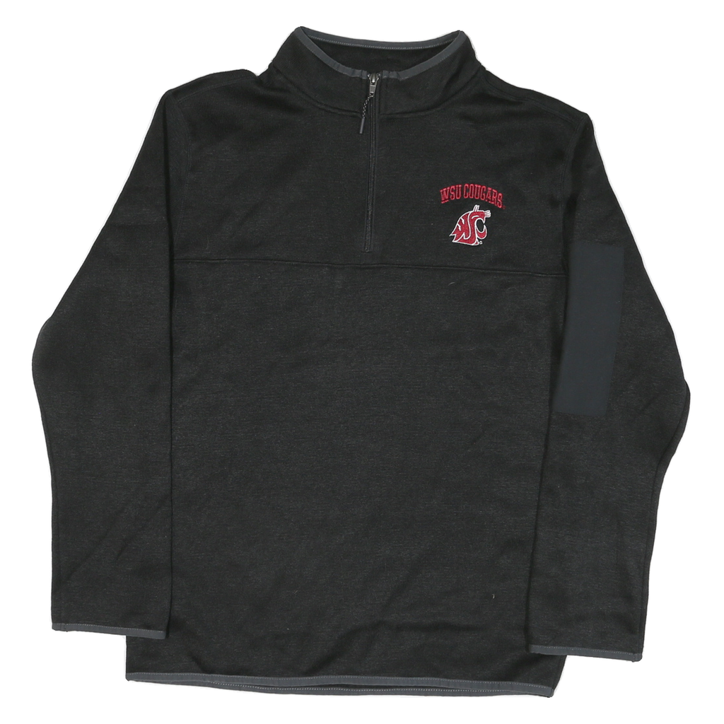 CHAMPION Mens Black WSU Cougars Patterned Pullover Crew Neck Basic Knit M Zip