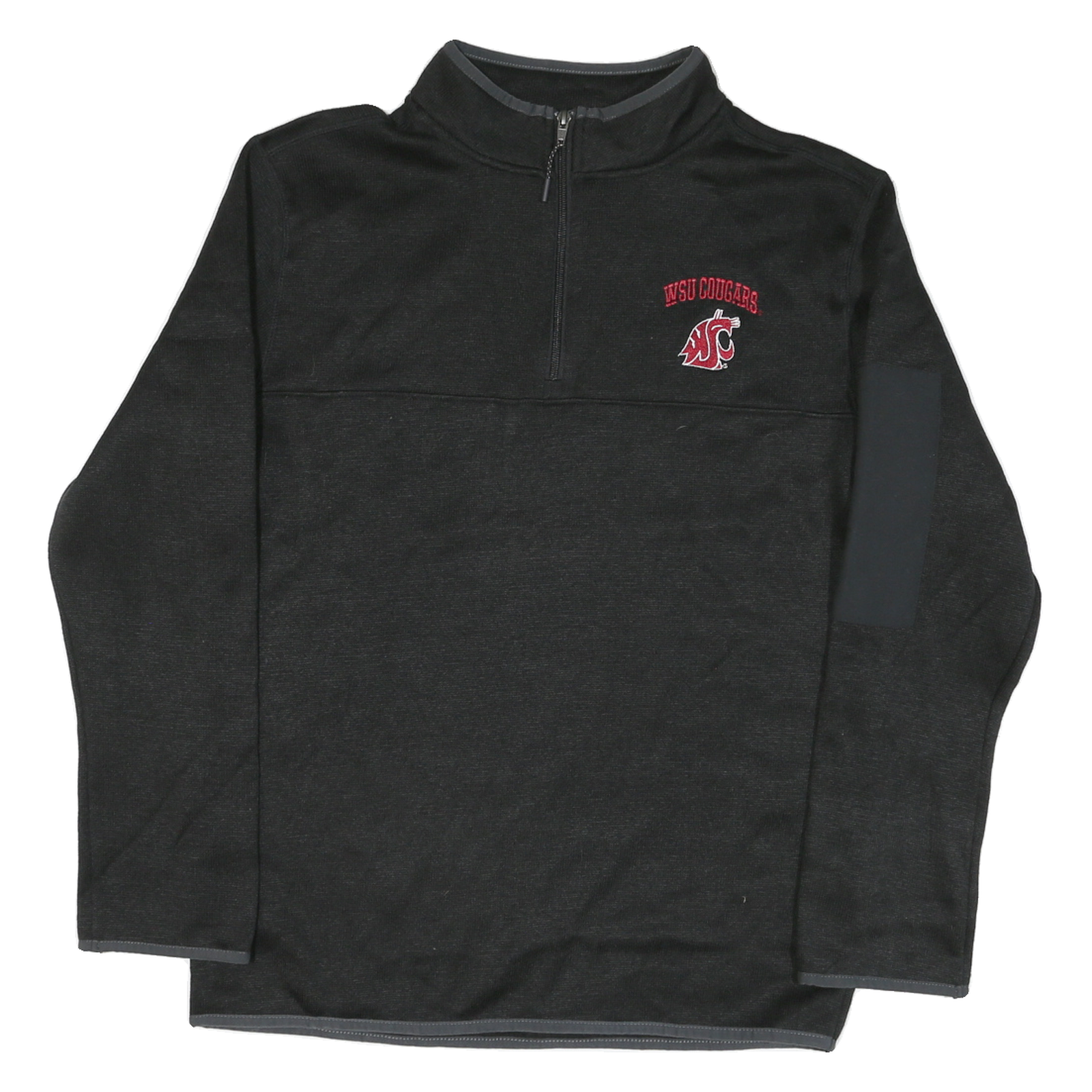 CHAMPION Mens Black WSU Cougars Patterned Pullover Crew Neck Basic Knit M Zip