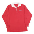 Mens Red & White University Of Calgary Long Sleeve Polo Shirt L Cotton Blend