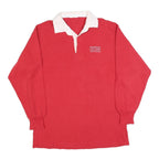 Mens Red & White University Of Calgary Long Sleeve Polo Shirt L Cotton Blend