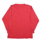 Mens Red & White University Of Calgary Long Sleeve Polo Shirt L Cotton Blend