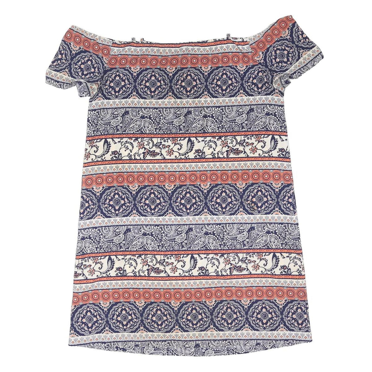 BE YOU Womens Blue & Pink Paisley Day Dress Woven Polyester Blend Short UK 12