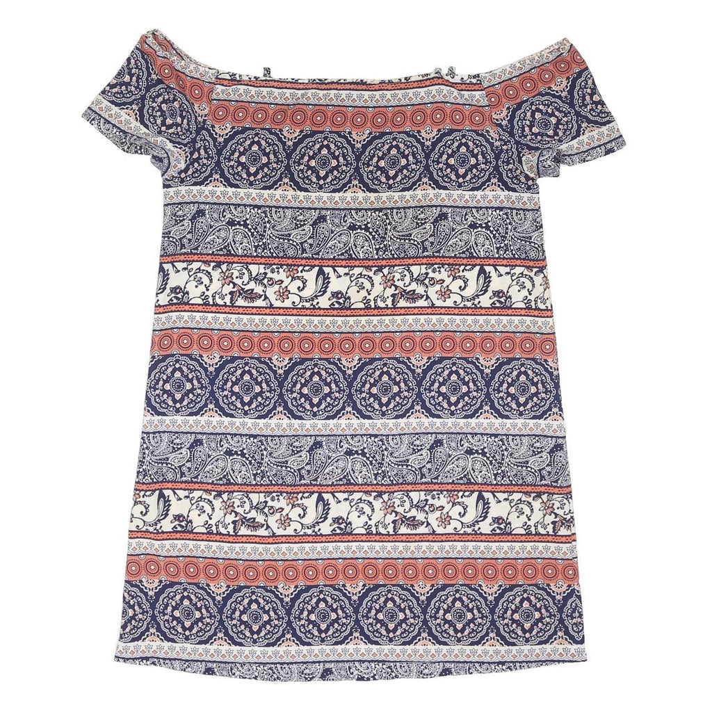 BE YOU Womens Blue & Pink Paisley Day Dress Woven Polyester Blend Short UK 12