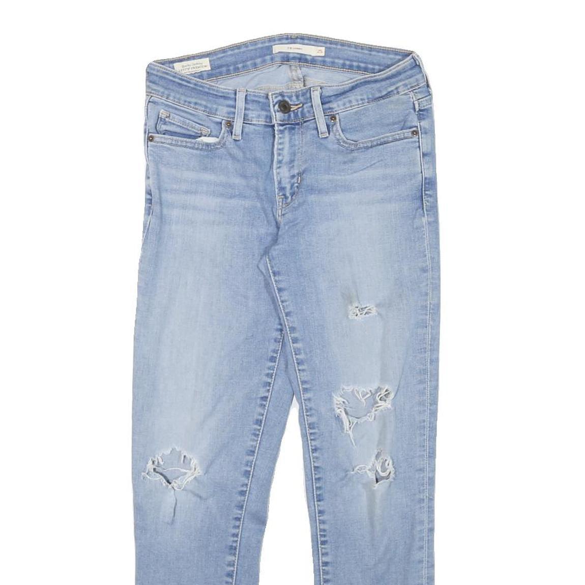 LEVI'S 711 Womens Slim Light Blue Denim Ripped Skinny Jeans W26 L25 Distressed
