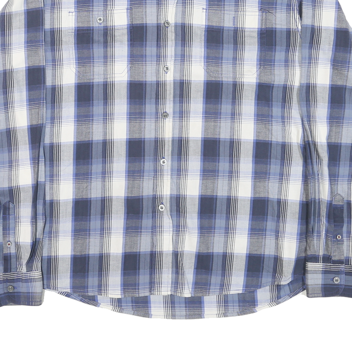WRANGLER Mens Blue & White Plaid Shirt XL Casual Cotton Blend Long Sleeve