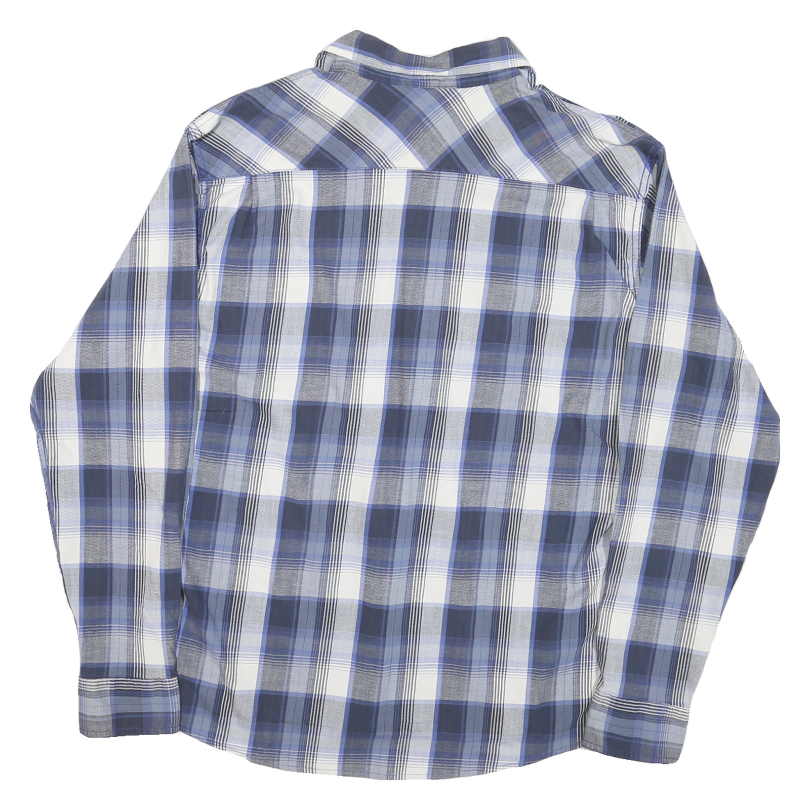 WRANGLER Mens Blue & White Plaid Shirt XL Casual Cotton Blend Long Sleeve