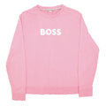 BOSS HUGO BOSS Womens Pink Sweatshirt Crew Neck L Logo Print Cotton Blend