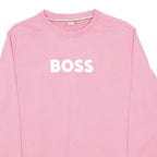BOSS HUGO BOSS Womens Pink Sweatshirt Crew Neck L Logo Print Cotton Blend