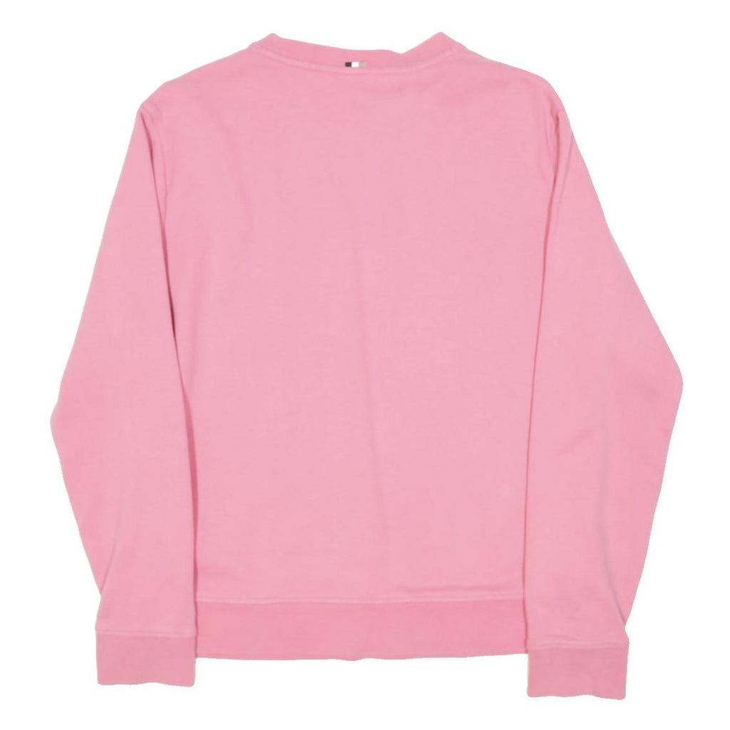 BOSS HUGO BOSS Womens Pink Sweatshirt Crew Neck L Logo Print Cotton Blend