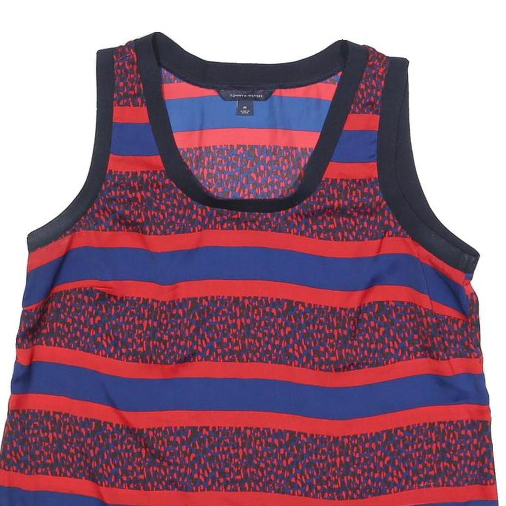 TOMMY HILFIGER Womens Blue & Red Printed Sleeveless Round Neck Top M Casual