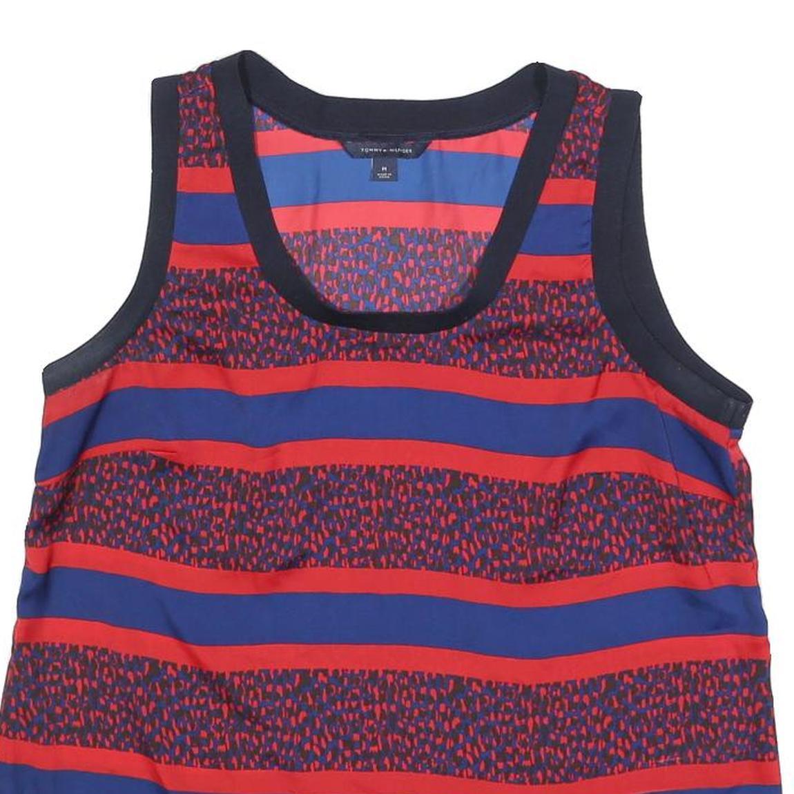 TOMMY HILFIGER Womens Blue & Red Printed Sleeveless Round Neck Top M Casual
