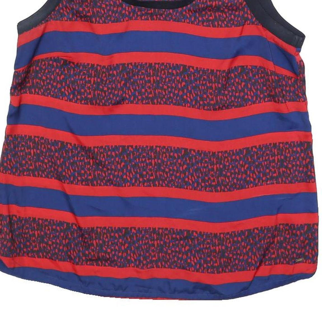 TOMMY HILFIGER Womens Blue & Red Printed Sleeveless Round Neck Top M Casual