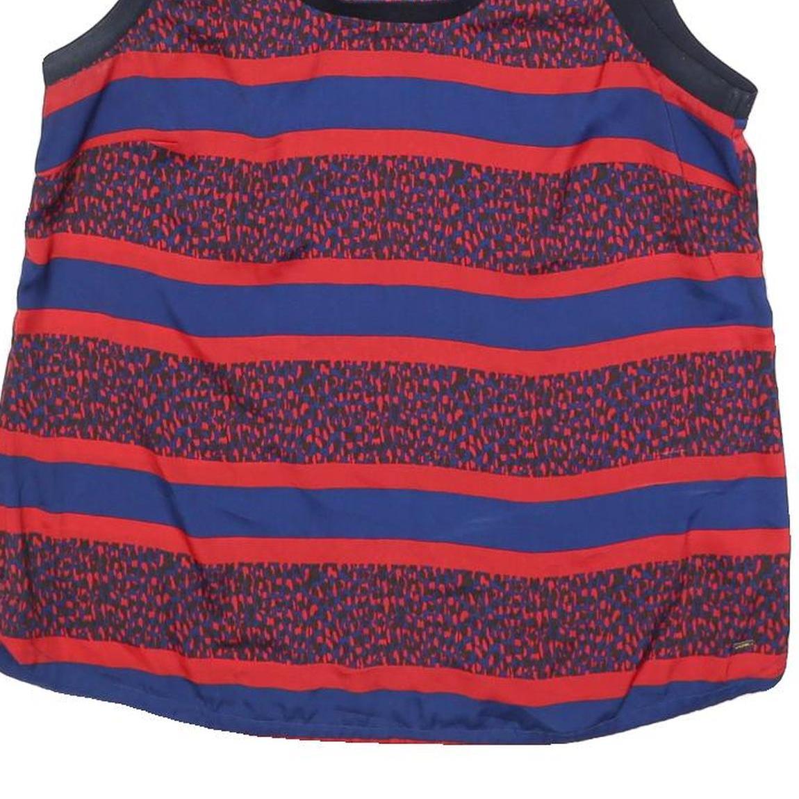 TOMMY HILFIGER Womens Blue & Red Printed Sleeveless Round Neck Top M Casual