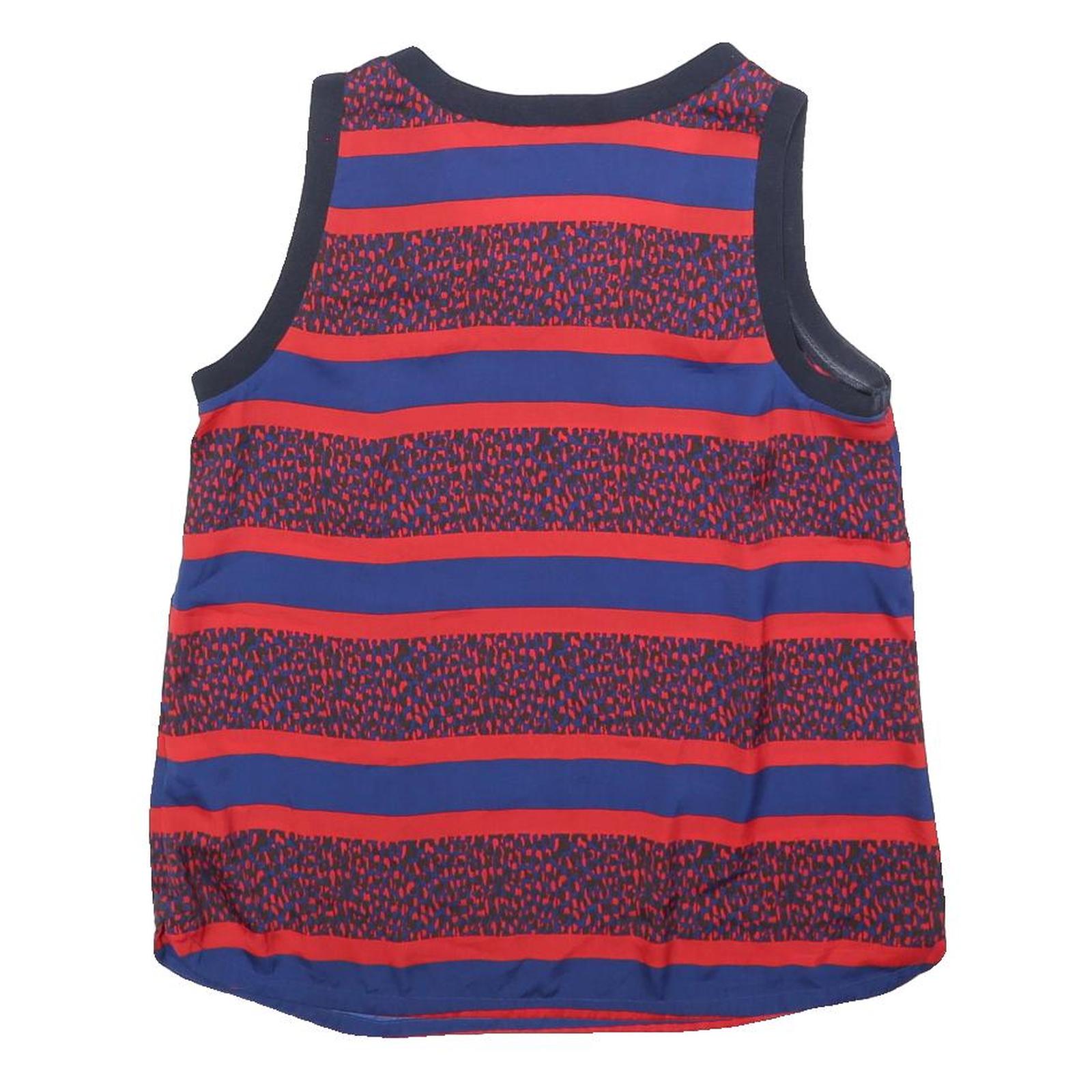 TOMMY HILFIGER Womens Blue & Red Printed Sleeveless Round Neck Top M Casual