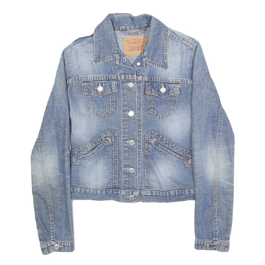 LEVI'S Womens Blue Denim Jacket S Cotton Blend Button Plain Casual Fashion