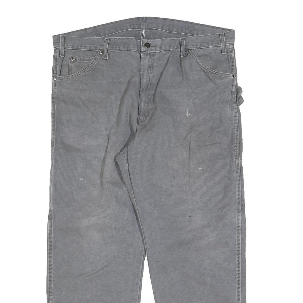 DICKIES Mens Jeans Grey Relaxed Straight Denim Medium W40 L30 Workwear Zip