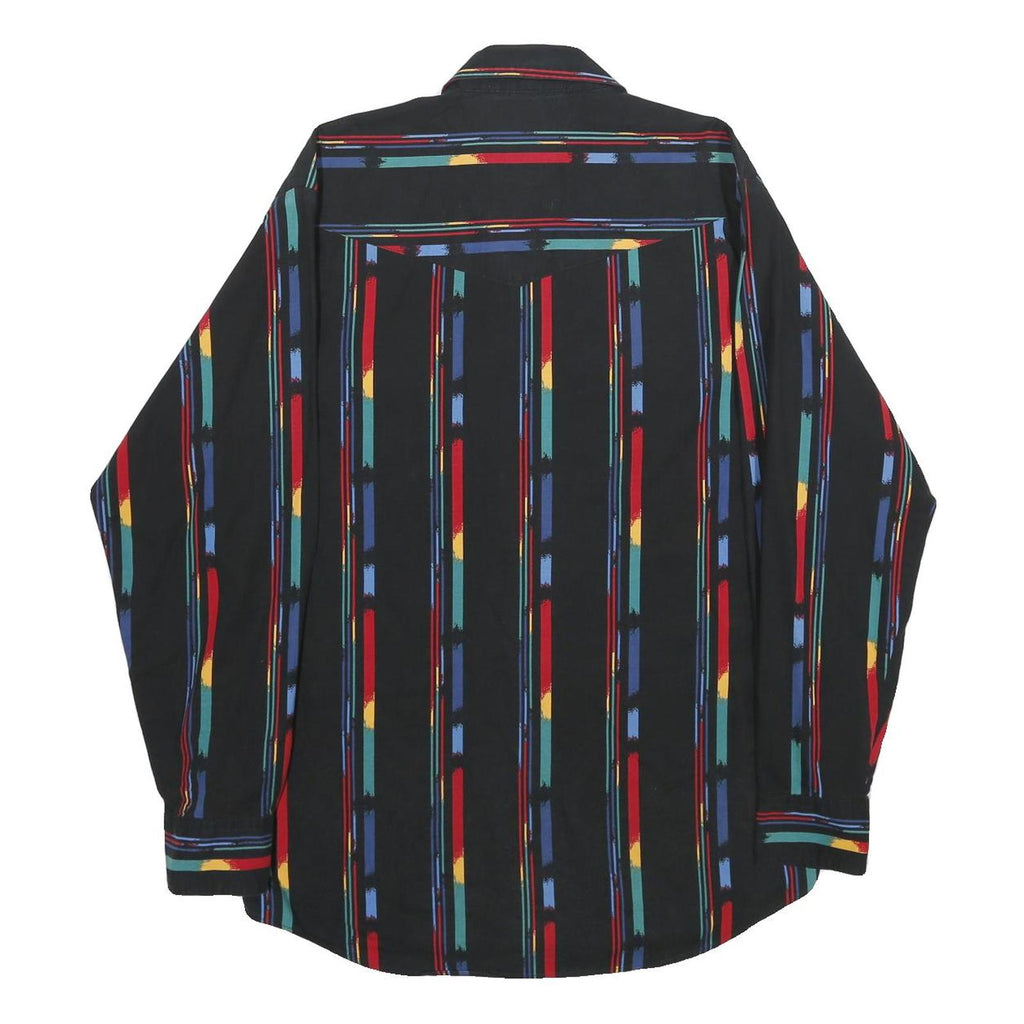 ROPER Mens Black & Multicolour Striped Shirt M Western Cotton Button