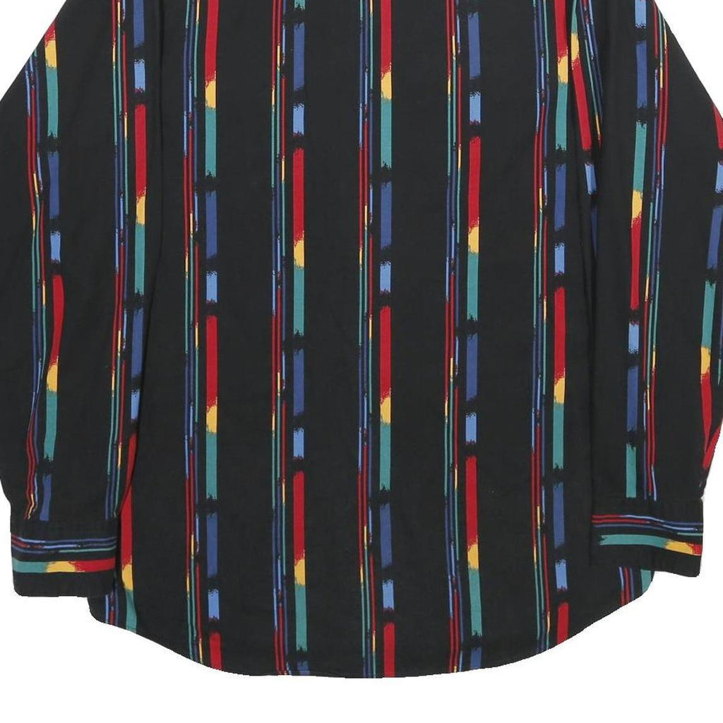 ROPER Mens Black & Multicolour Striped Shirt M Western Cotton Button