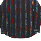 ROPER Mens Black & Multicolour Striped Shirt M Western Cotton Button