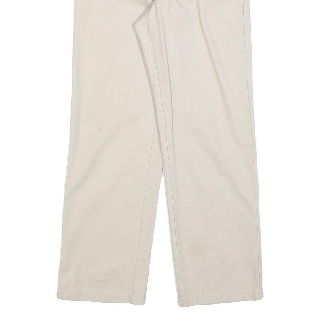 DICKIES Womens Relaxed Cotton Blend White Trousers W26 L28 Workwear Zip Closure